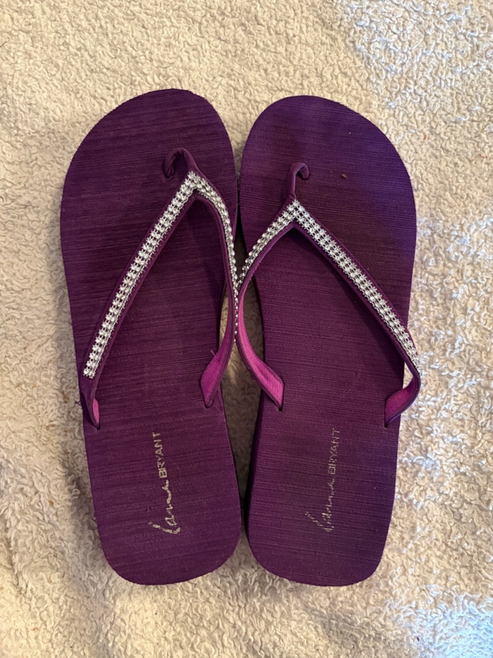Lane Bryant  Purple Rhinestone-Trim Flip Flop Sandals